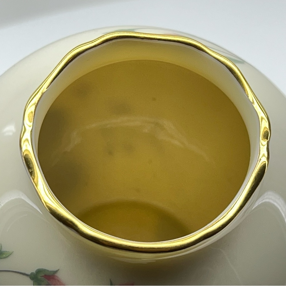Lenox Rose Manor Vase Ceramic 24K Gold Trim Hand Painted Globe Round Cottage - Picture 10 of 12